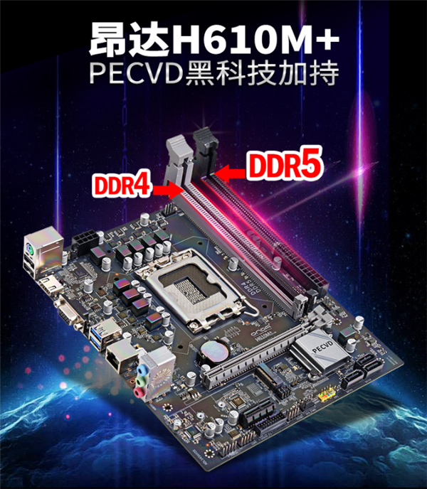 全球唯一DDR4+DDR5双内存主板：昂达H610M+开卖599元